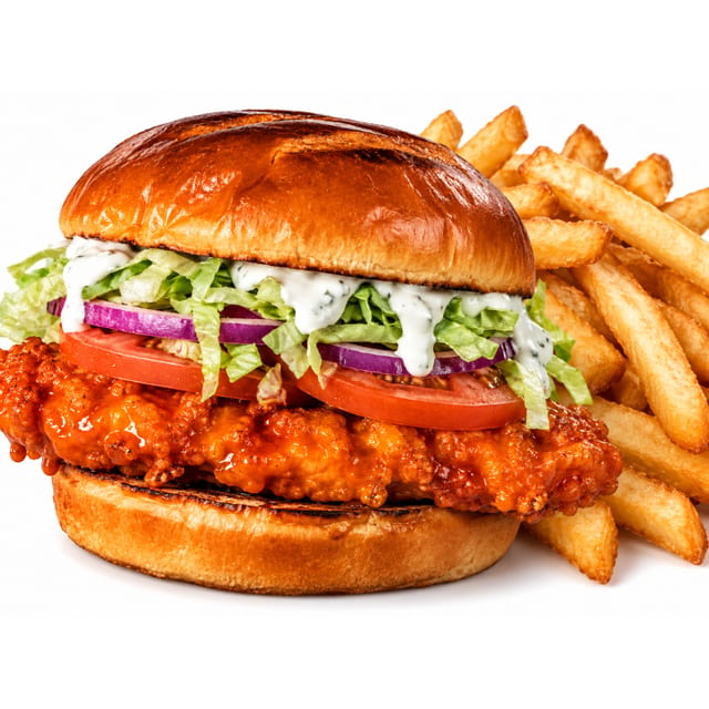 Buffalo Ranch Fried Chicken Sandwich.